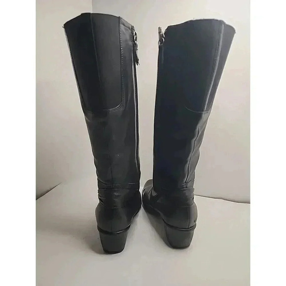 Clarks Bendables Black Leather Riding Boots Womens 8.5 Zipper Heel 38480 - Picture 14 of 16